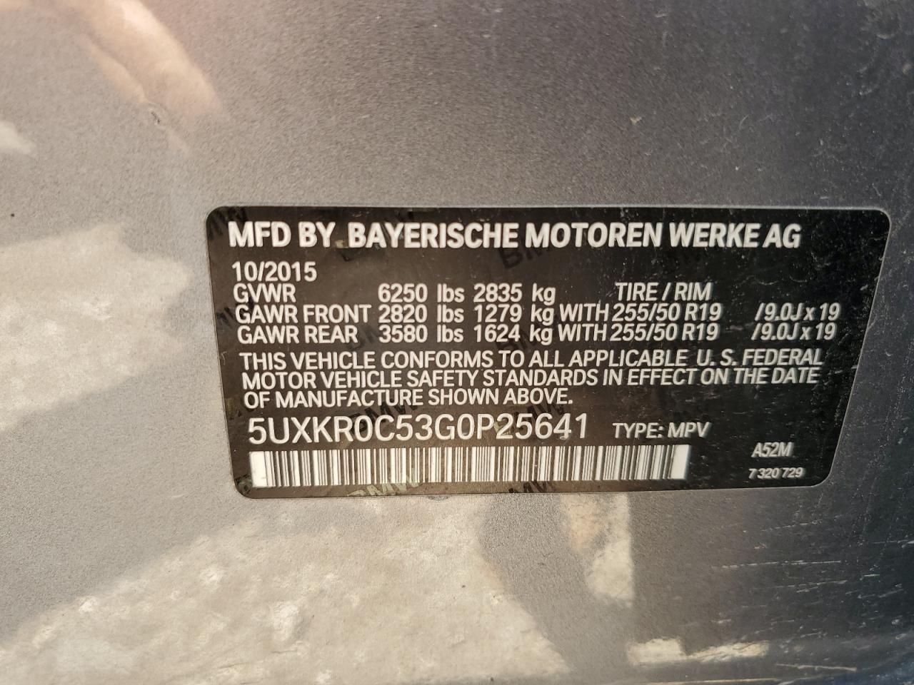 5UXKR0C53G0P25641 2016 BMW X5 xDrive35I