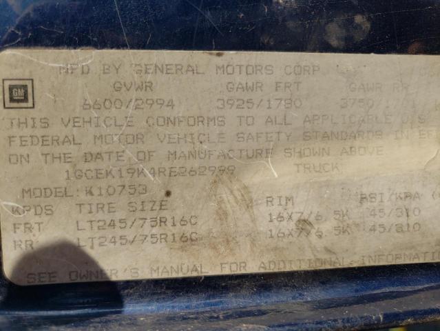 1994 Chevrolet Gmt-400 K1500 VIN: 1GCEK19K4RE262999 Lot: 61034684