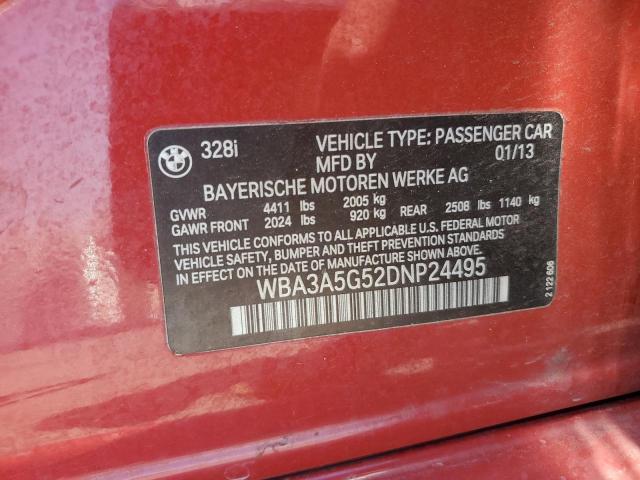 2013 BMW 328 I VIN: WBA3A5G52DNP24495 Lot: 59784444