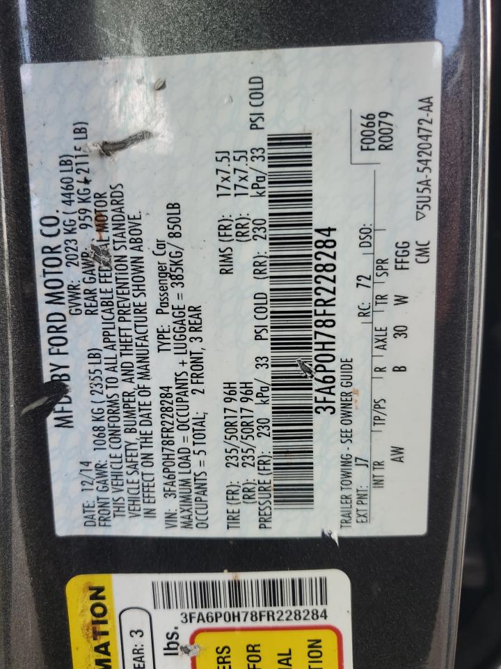 3FA6P0H78FR228284 2015 Ford Fusion Se