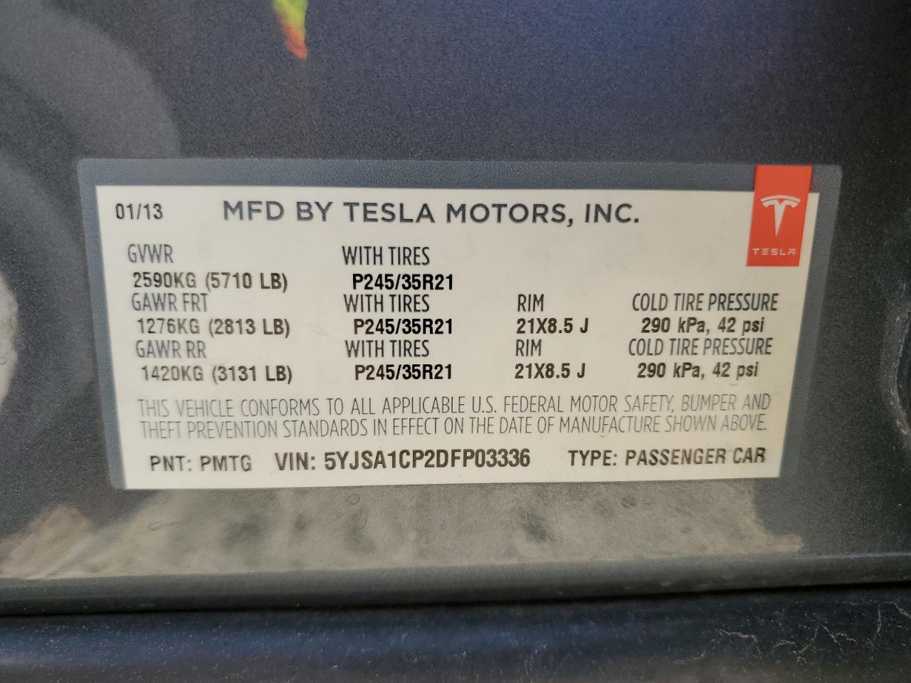 5YJSA1CP2DFP03336 2013 Tesla Model S