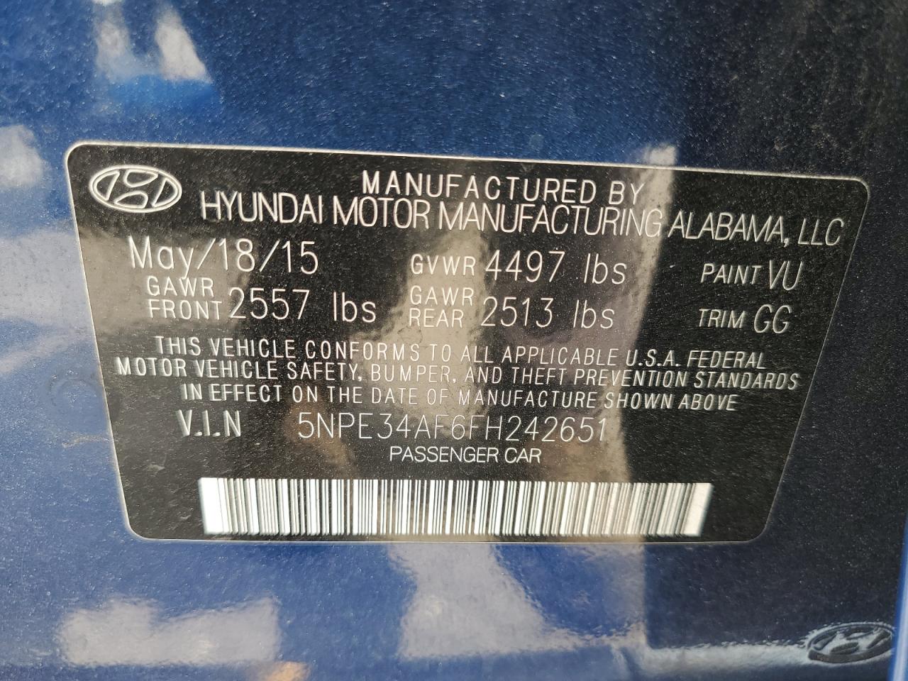 5NPE34AF6FH242651 2015 Hyundai Sonata Sport