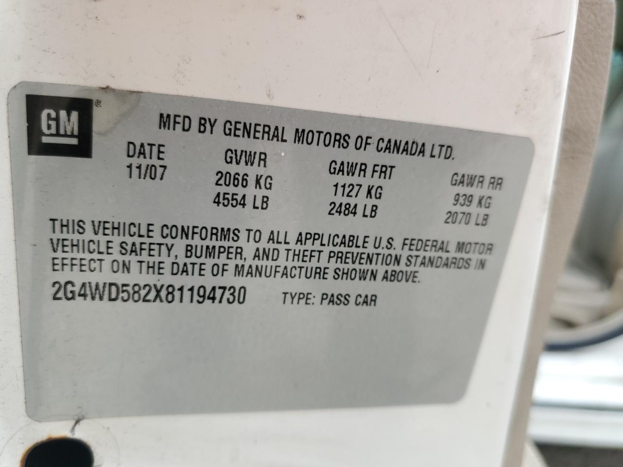 2G4WD582X81194730 2008 Buick Lacrosse Cxl