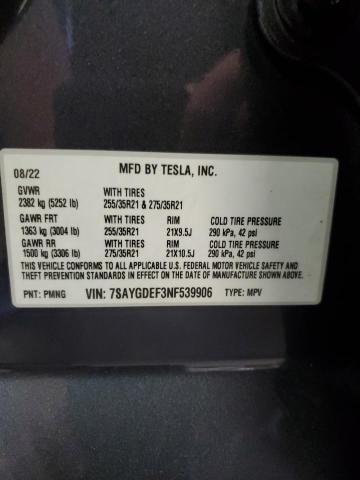 7SAYGDEF3NF539906 Tesla Model Y  13