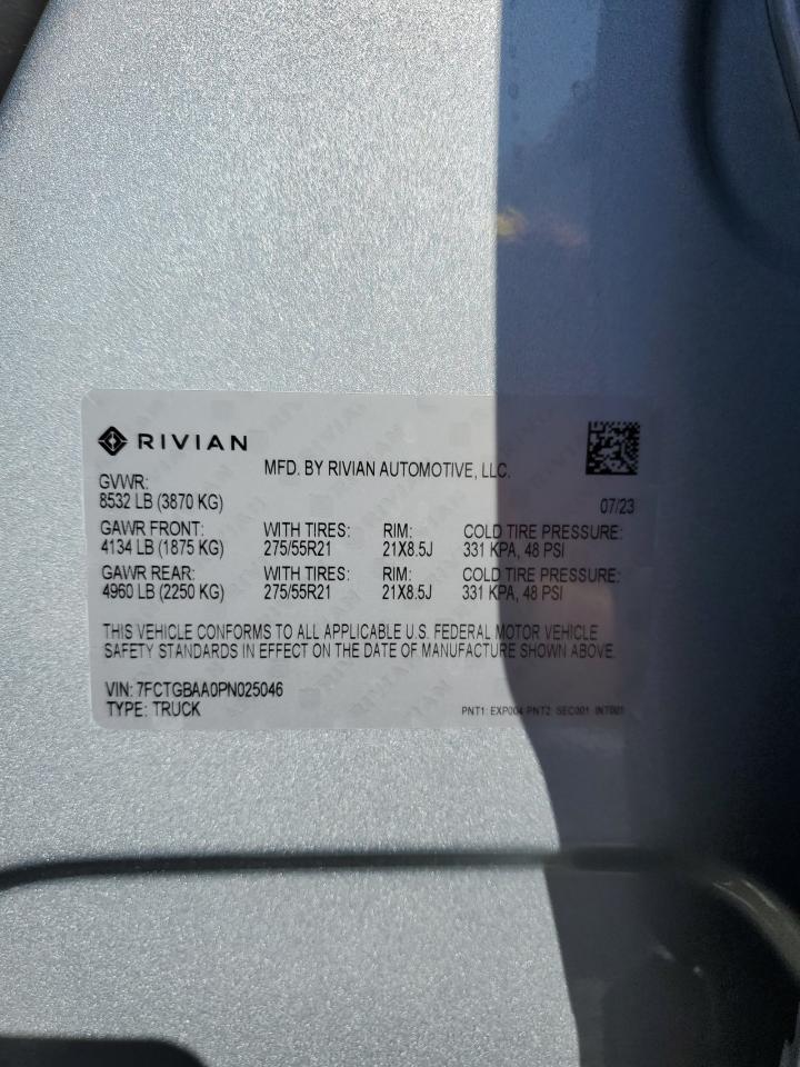 Lot #2974382475 2023 RIVIAN R1T ADVENT