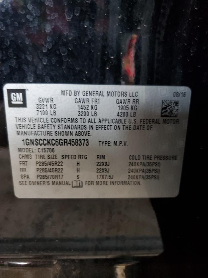 1GNSCCKC6GR458373 2016 Chevrolet Tahoe C1500 Ltz