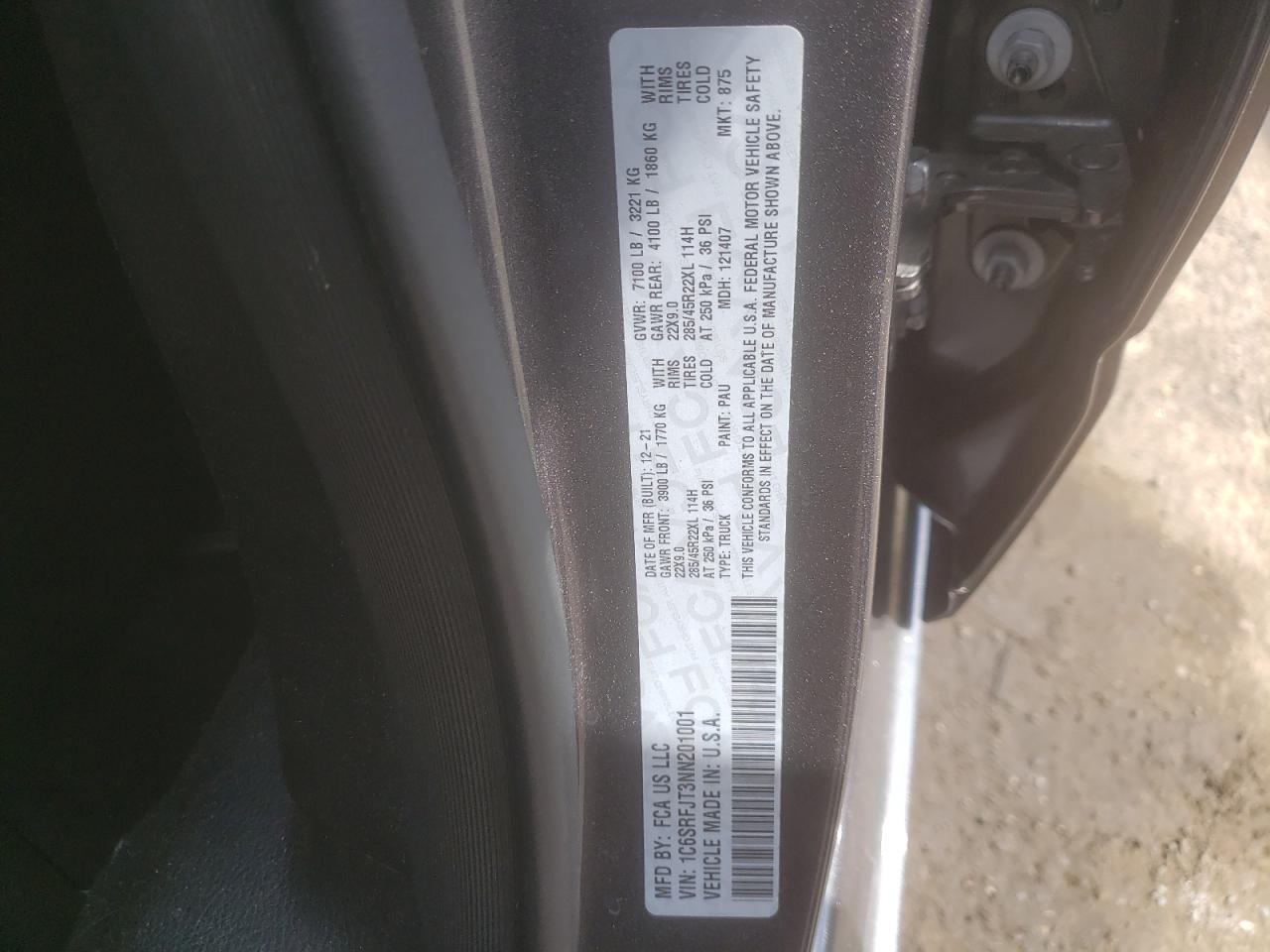 1C6SRFJT3NN201001 2022 Ram 1500 Laramie