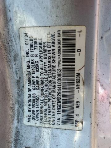 2004 Honda Civic Ex VIN: 1HGEM22944L030853 Lot: 61497544