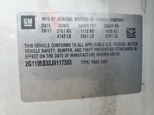 2018 Chevrolet Impala Lt VIN: 2G1105S32J9117393 Lot: 62100054