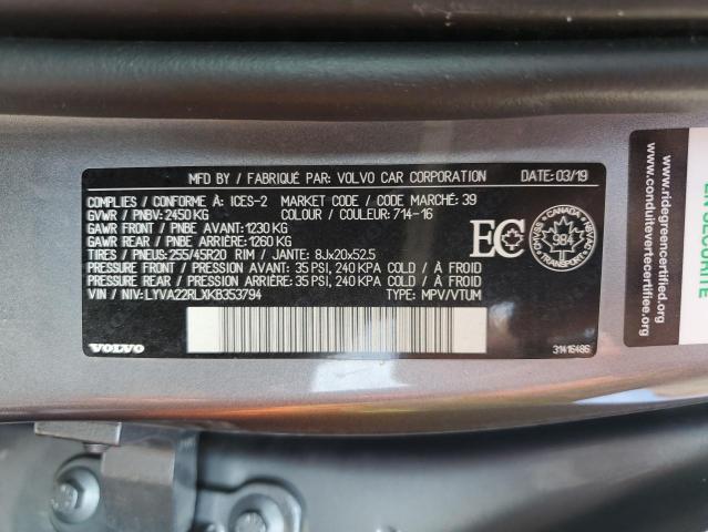 2019 VOLVO XC60 T6 IN - LYVA22RLXKB353794