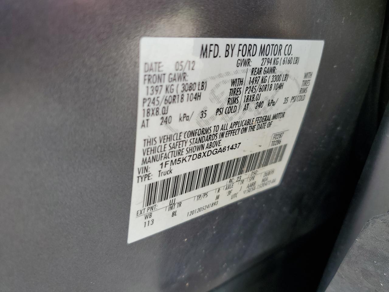 1FM5K7D8XDGA61437 2013 Ford Explorer Xlt