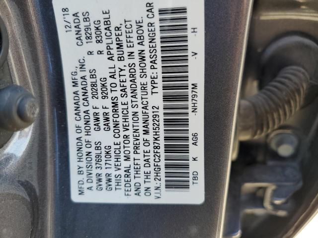 2019 HONDA CIVIC SPOR - 2HGFC2F87KH522912