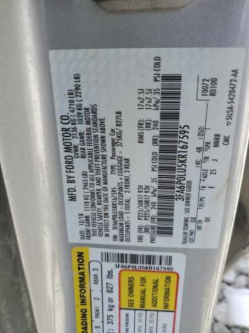 2019 FORD FUSION SE - 3FA6P0LU5KR167595