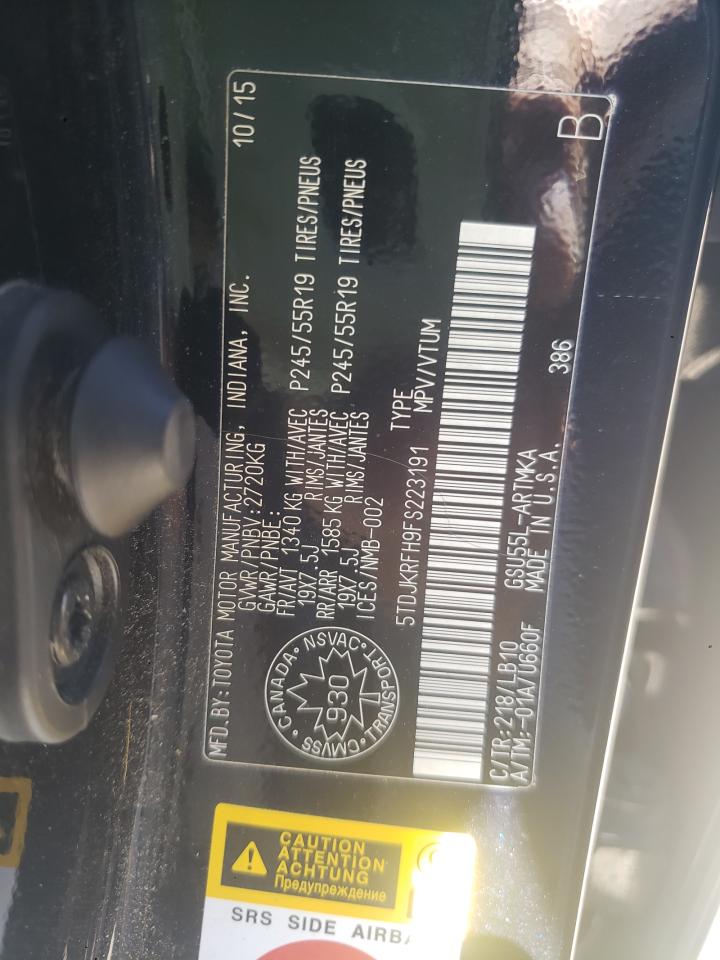 5TDJKRFH9FS223191 2015 Toyota Highlander Xle