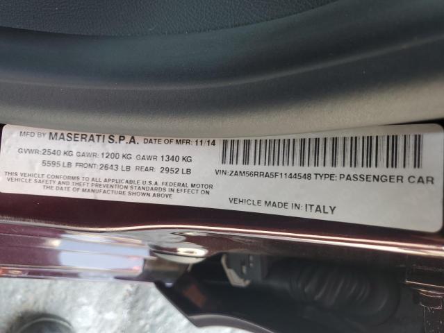 2015 Maserati Quattroporte S VIN: ZAM56RRA5F1144548 Lot: 61705994