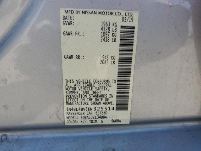 2019 NISSAN ALTIMA S - 1N4BL4BV5KN325514
