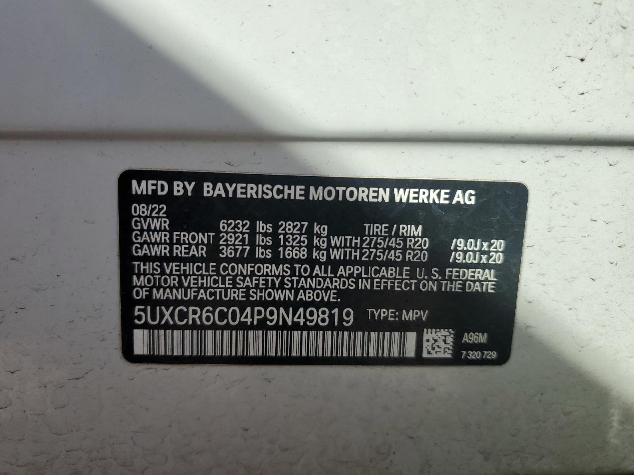 5UXCR6C04P9N49819 2023 BMW X5 xDrive40I