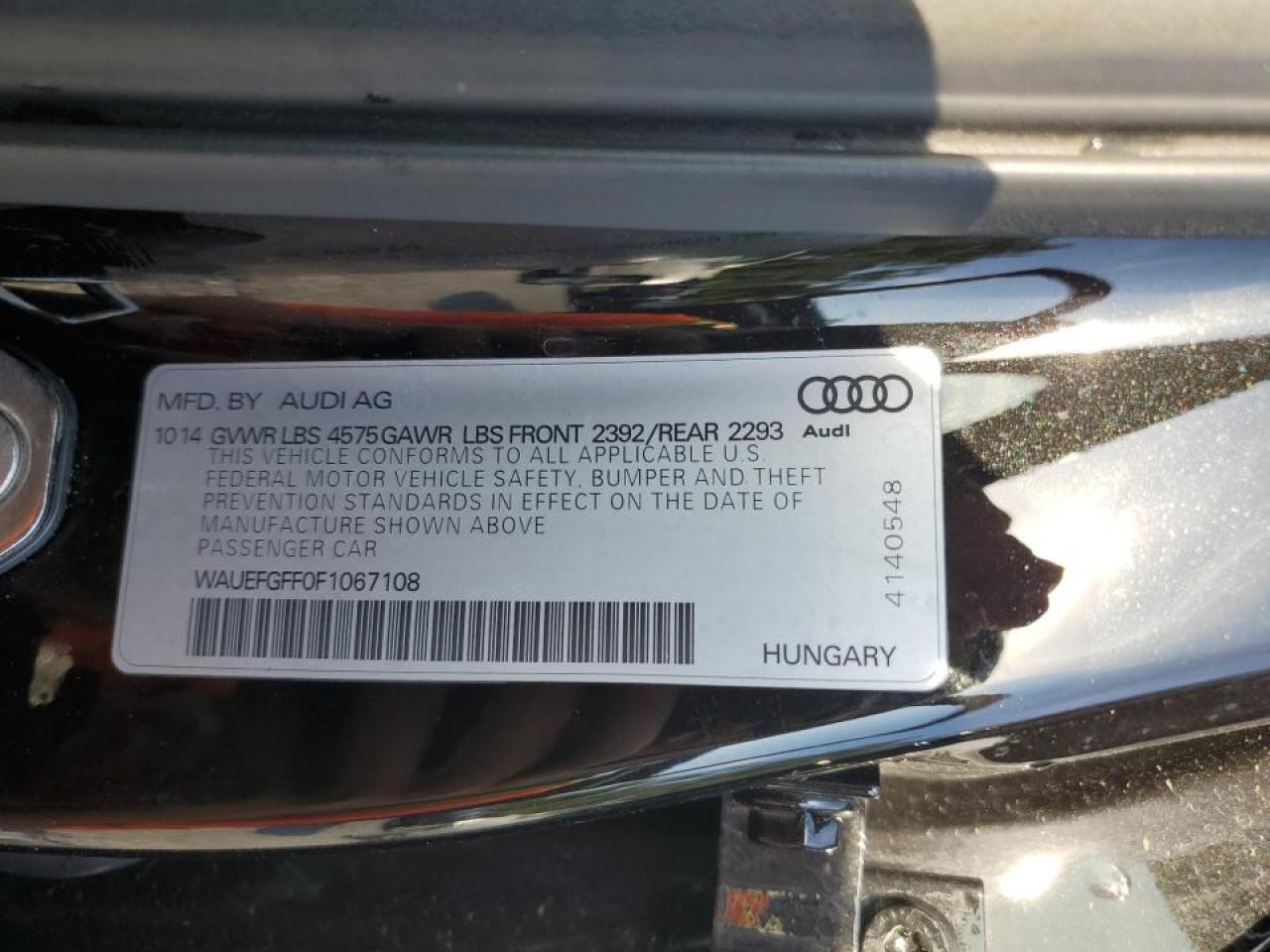 WAUEFGFF0F1067108 2015 Audi A3 Premium Plus