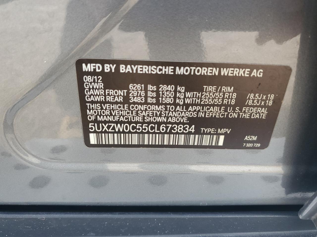 5UXZW0C55CL673834 2012 BMW X5 xDrive35D