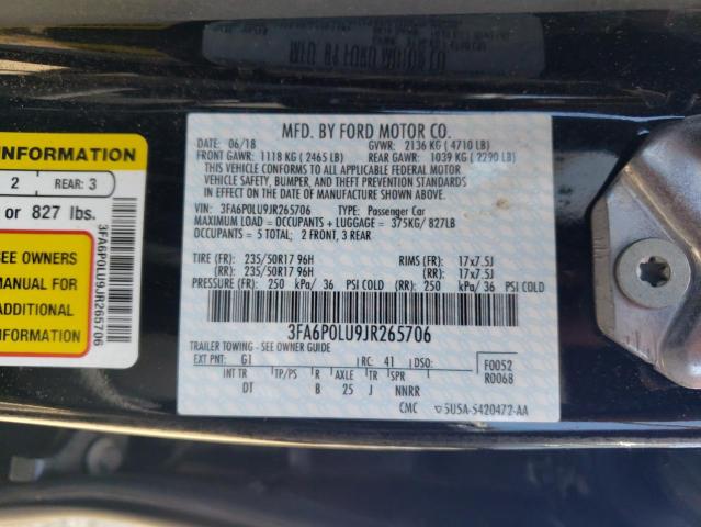 VIN 3FA6P0LU9JR265706 2018 Ford Fusion, Se Hybrid no.12