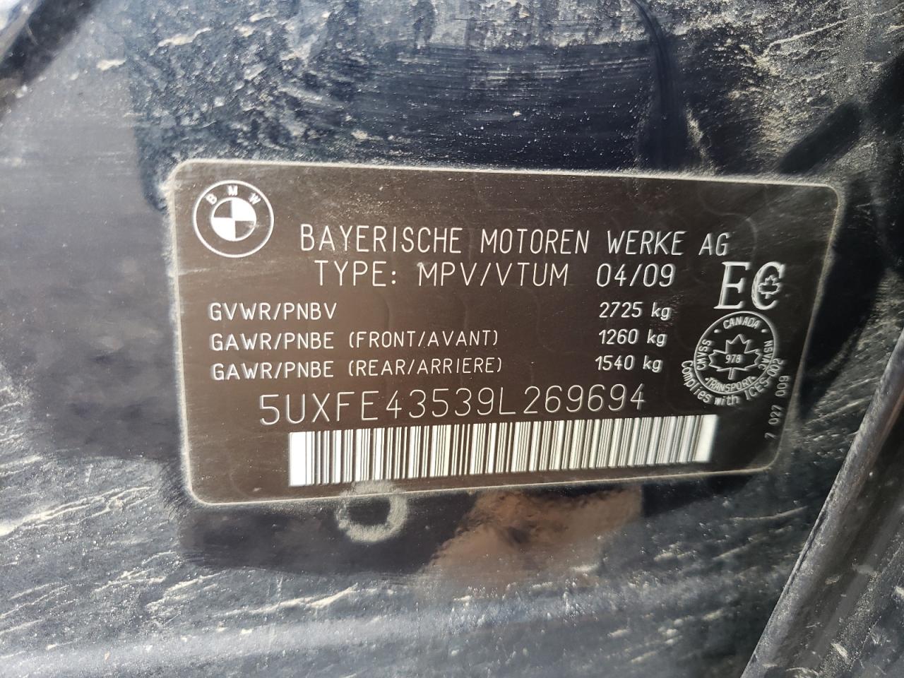 5UXFE43539L269694 2009 BMW X5 xDrive30I