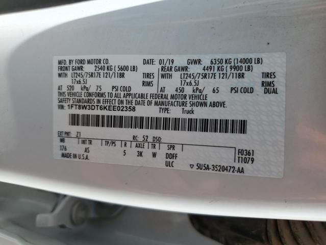 2019 FORD F350 SUPER - 1FT8W3DT6KEE02358