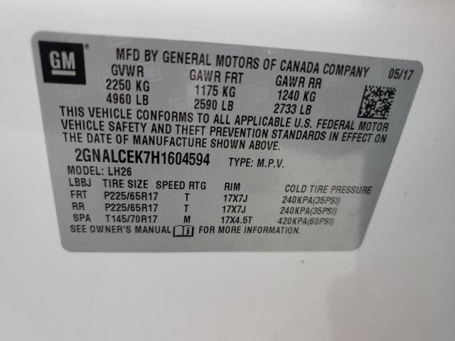 2017 CHEVROLET EQUINOX LT - 2GNALCEK7H1604594
