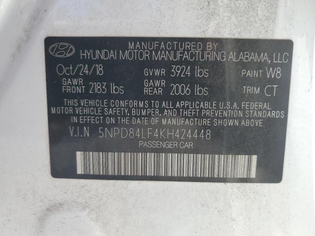 2019 Hyundai Elantra Sel VIN: 5NPD84LF4KH424448 Lot: 61635844