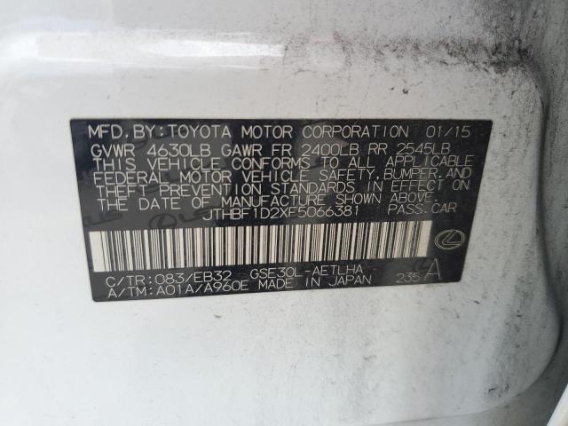 2015 Lexus Is 250 VIN: JTHBF1D2XF5066381 Lot: 61151414
