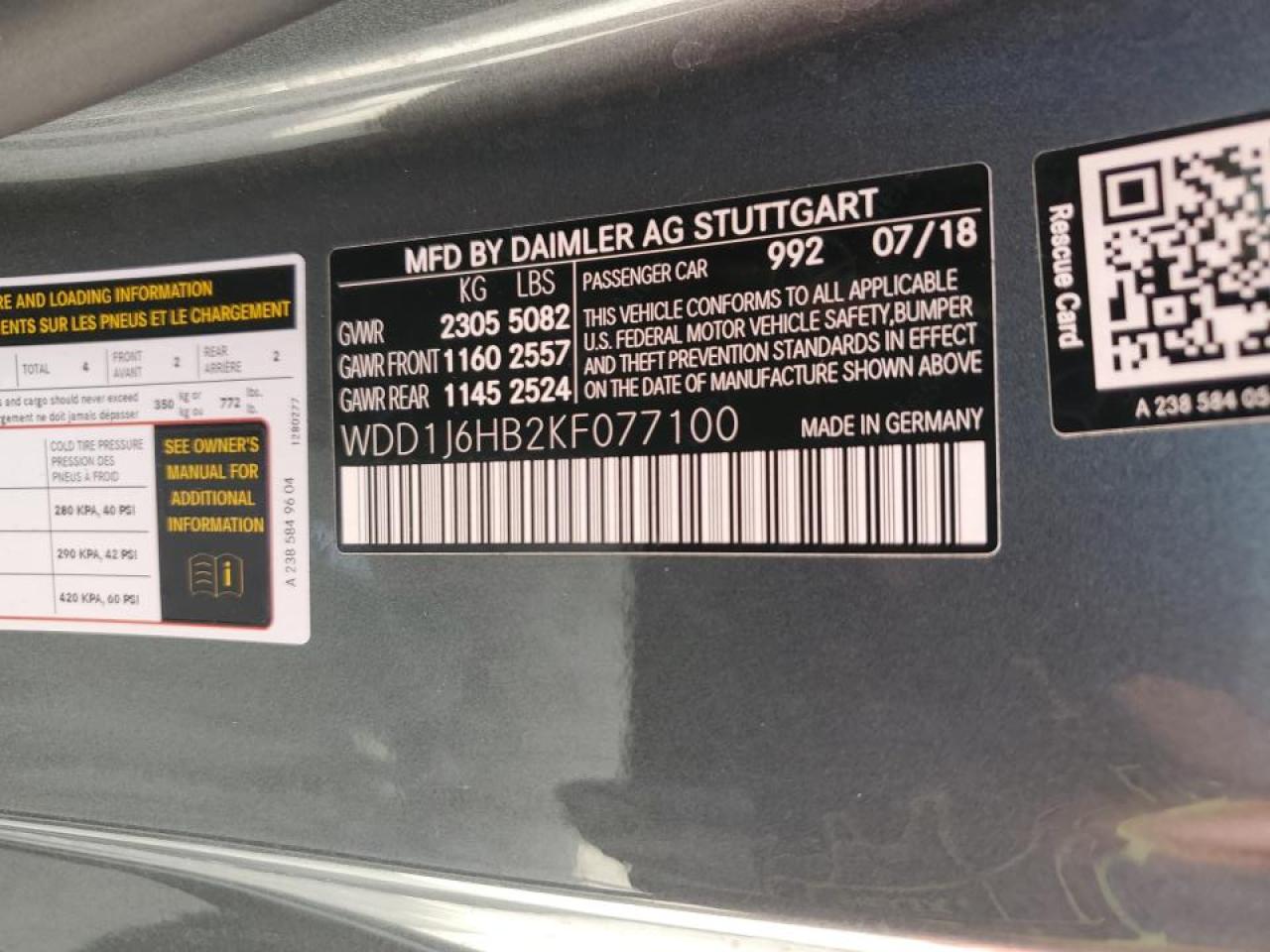 WDD1J6HB2KF077100 2019 Mercedes-Benz E 450