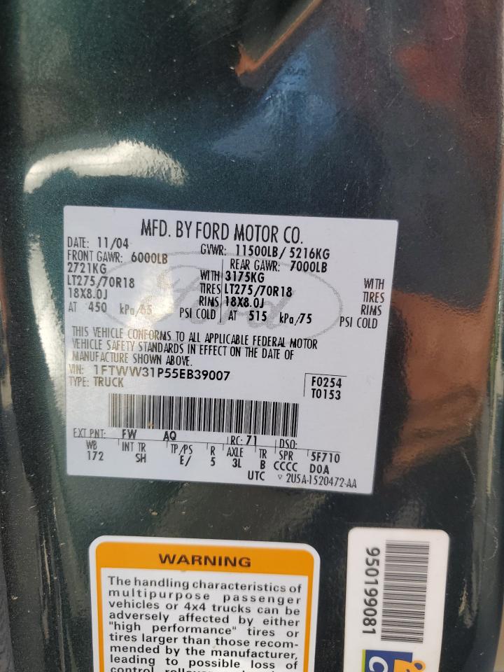 1FTWW31P55EB39007 2005 Ford F350 Srw Super Duty