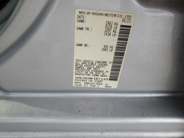 2021 NISSAN ALTIMA SV - 1N4BL4DVXMN387149