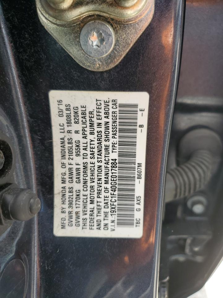 19XFC1F40GE017884 2016 Honda Civic Ex 19XFC1F40GE017884 2016 Honda Civic Ex