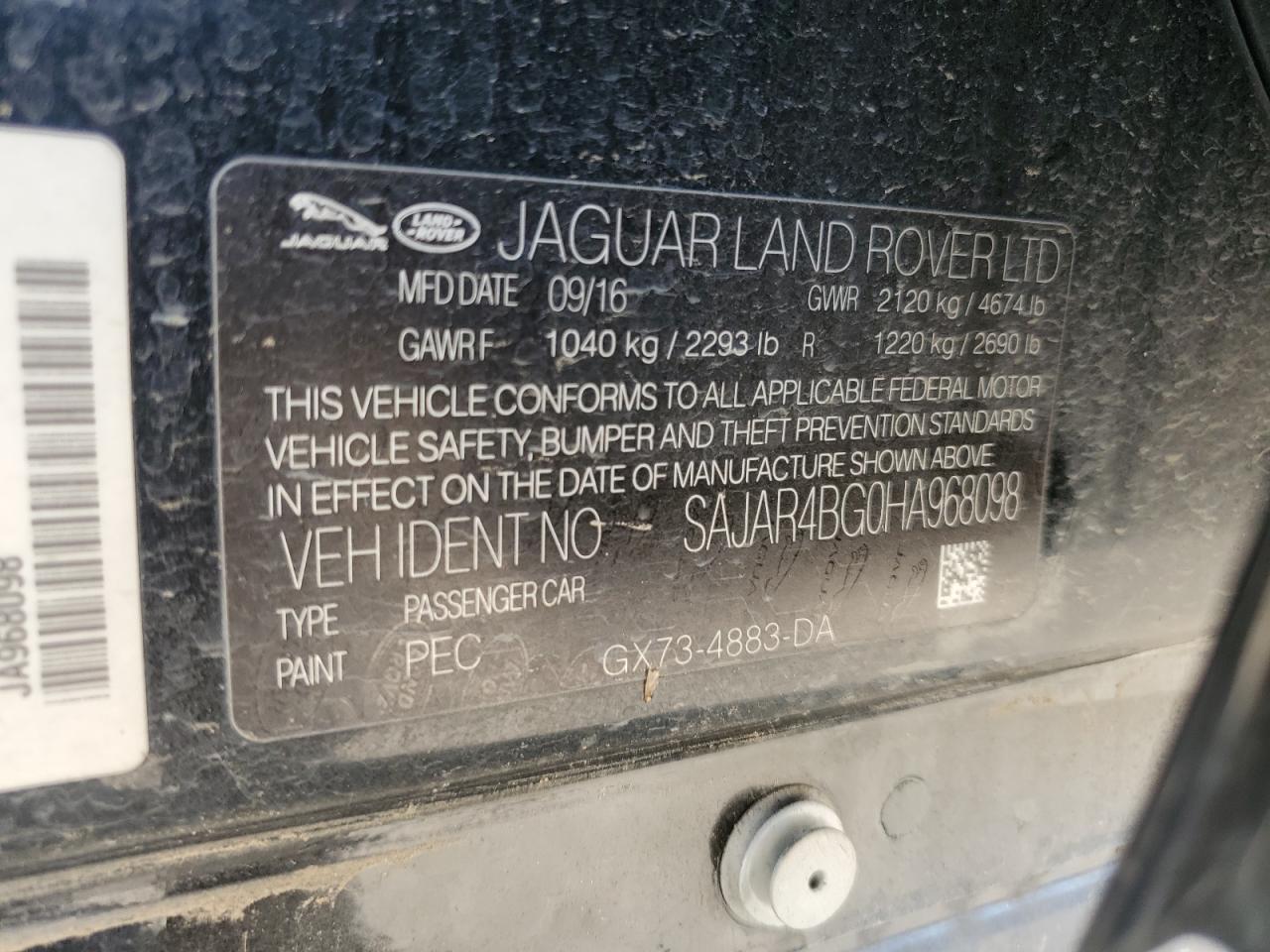 SAJAR4BG0HA968098 2017 Jaguar Xe