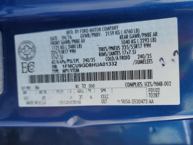 2017 FORD ESCAPE SE - 1FMCU9GD8HUA01332