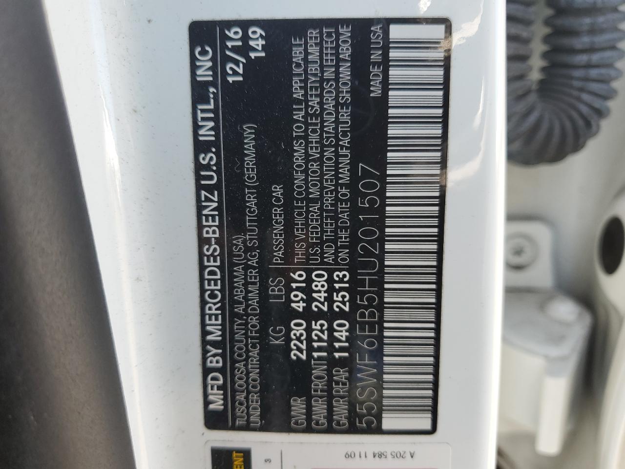 55SWF6EB5HU201507 2017 Mercedes-Benz C 43 4Matic Amg