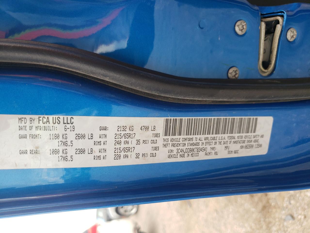 3C4NJDDB0KT834541 2019 Jeep Compass Trailhawk