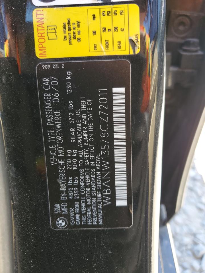 WBANW13578CZ72011 2008 BMW 535 I