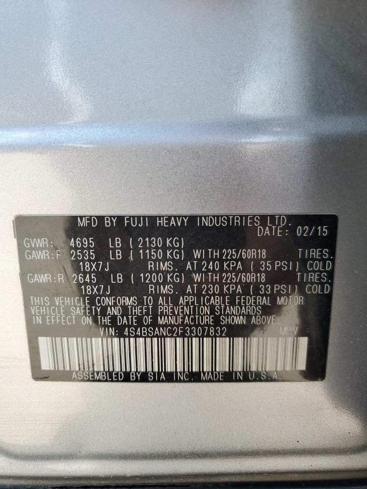 4S4BSANC2F3307832 2015 Subaru Outback 2.5I Limited