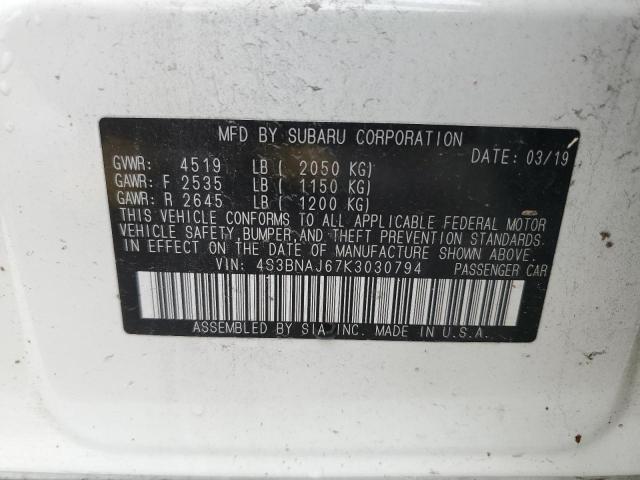 2019 SUBARU LEGACY 2.5 - 4S3BNAJ67K3030794