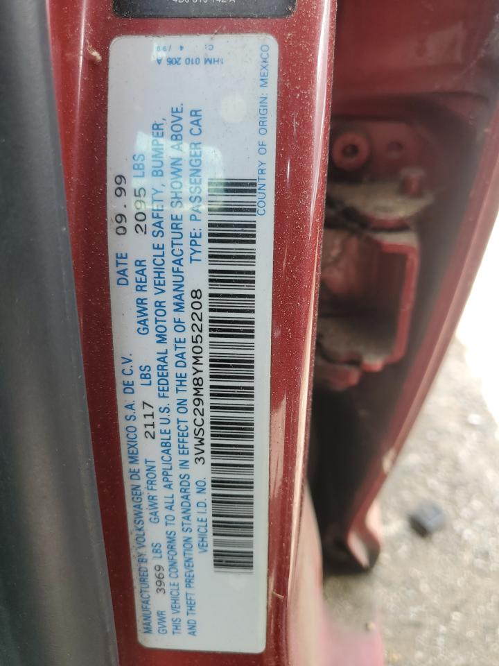 3VWSC29M8YM052208 2000 Volkswagen Jetta Gls