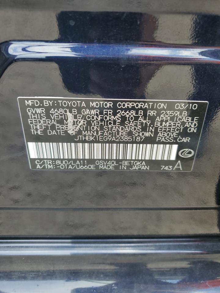 JTHBK1EG9A2385187 2010 Lexus Es 350