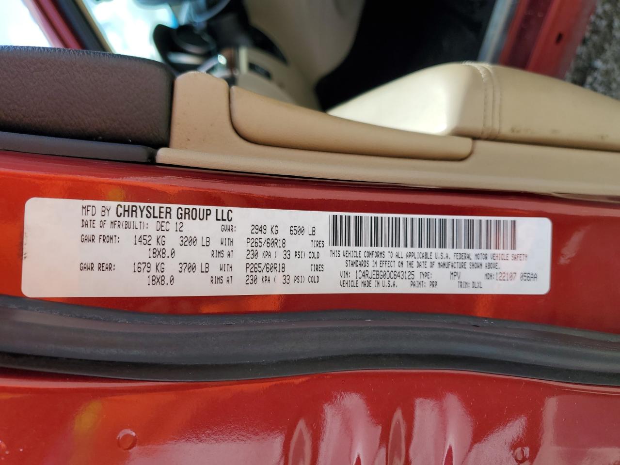 1C4RJEBG0DC643125 2013 Jeep Grand Cherokee Limited