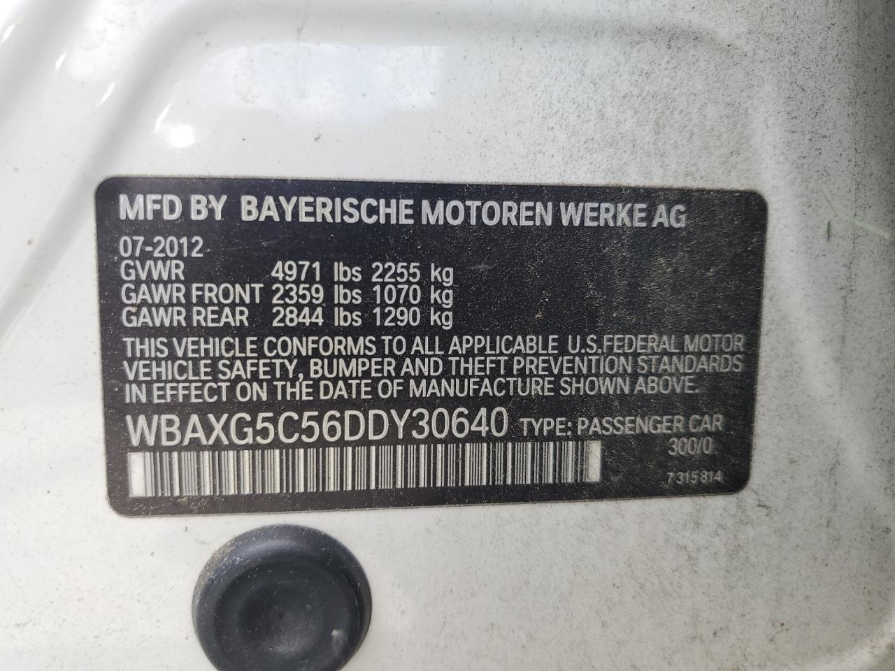 WBAXG5C56DDY30640 2013 BMW 528 I