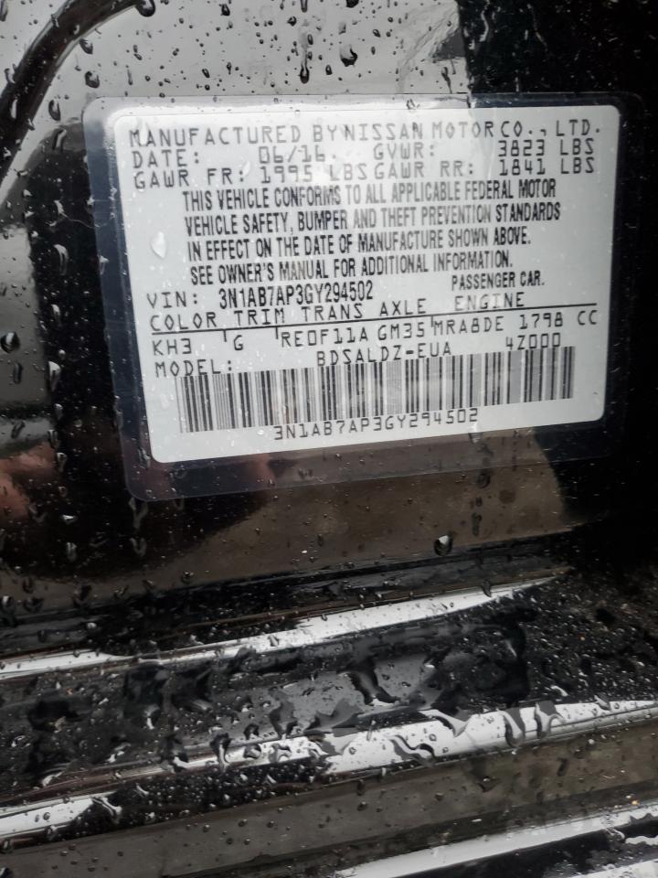 3N1AB7AP3GY294502 2016 Nissan Sentra S