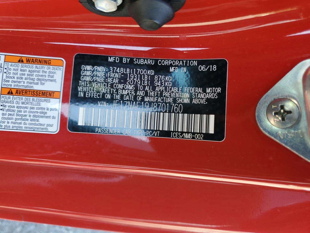 JF1ZNAE19J8701760 2018 Toyota 86 Gt