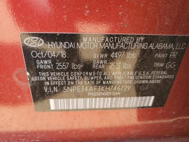 2019 Hyundai Sonata Limited VIN: 5NPE34AF3KH746729 Lot: 62088264