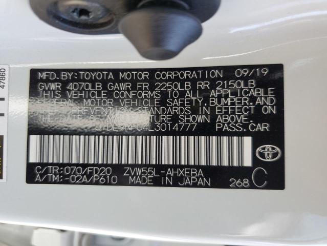 VIN JTDL9RFU4L3014777 2020 Toyota Prius, LE no.12