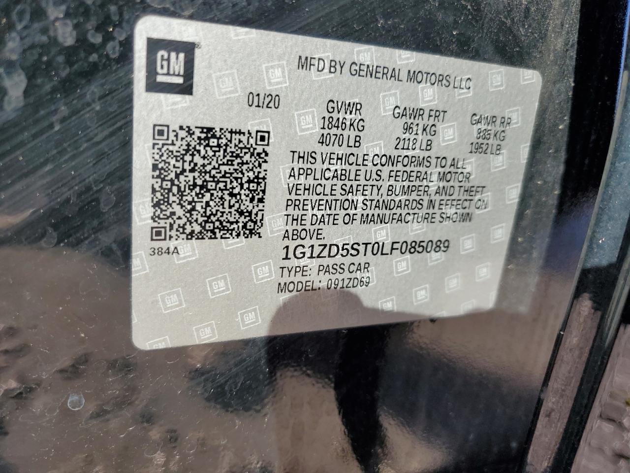 1G1ZD5ST0LF085089 2020 Chevrolet Malibu Lt