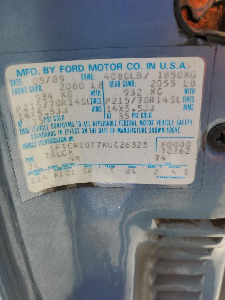 1FTCR10T7KUC26325 1989 Ford Ranger 1FTCR10T7KUC26325 1989 Ford Ranger